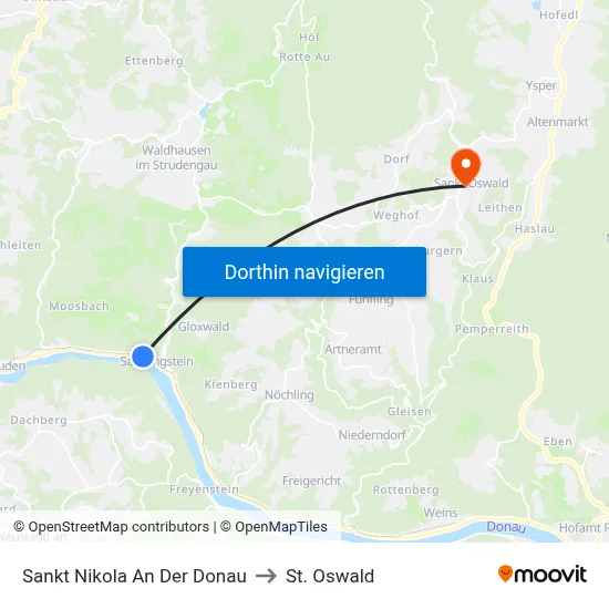 Sankt Nikola An Der Donau to St. Oswald map