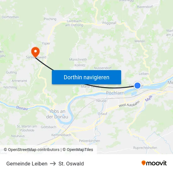 Gemeinde Leiben to St. Oswald map