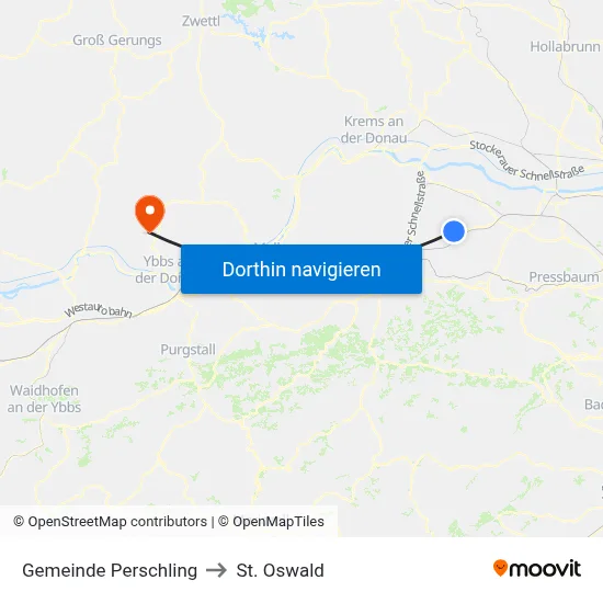 Gemeinde Perschling to St. Oswald map