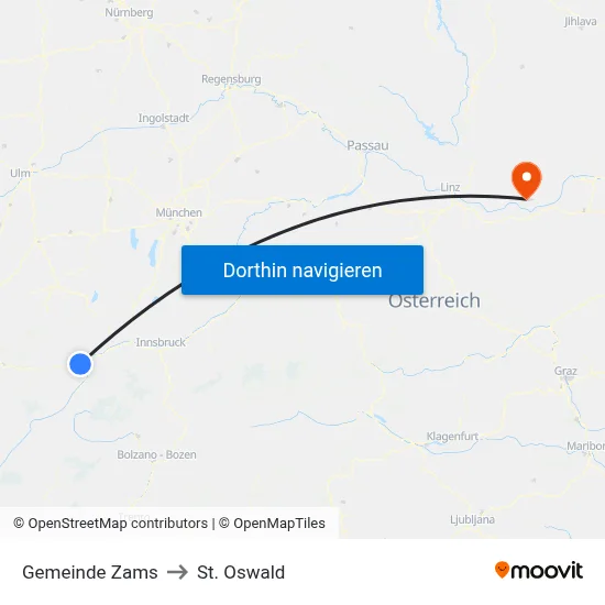 Gemeinde Zams to St. Oswald map