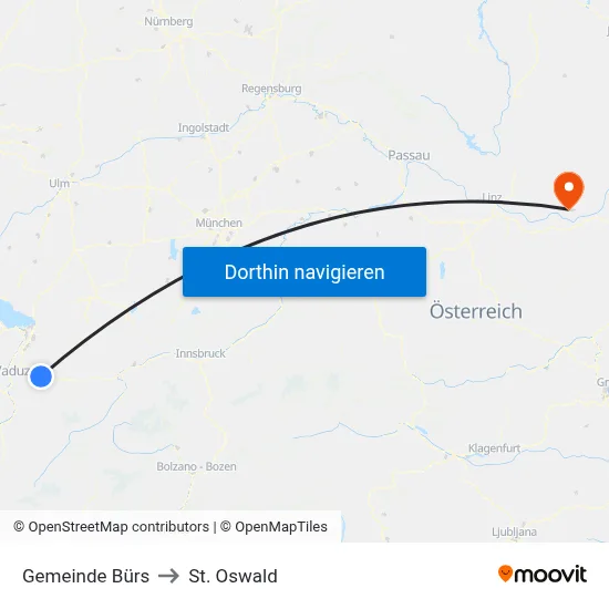 Gemeinde Bürs to St. Oswald map