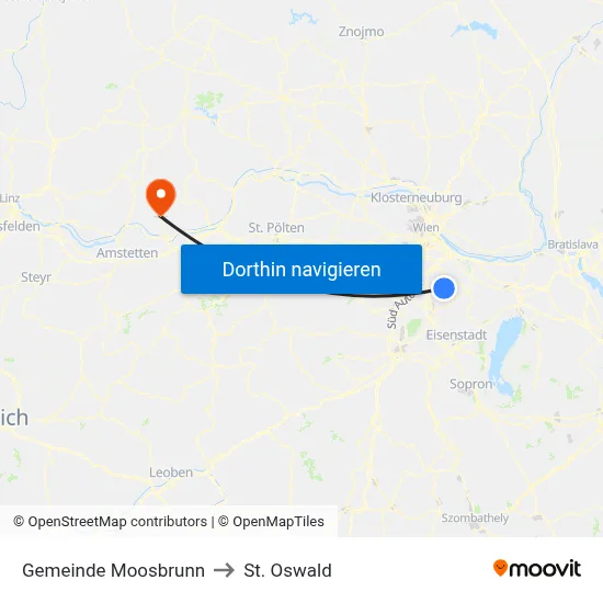 Gemeinde Moosbrunn to St. Oswald map