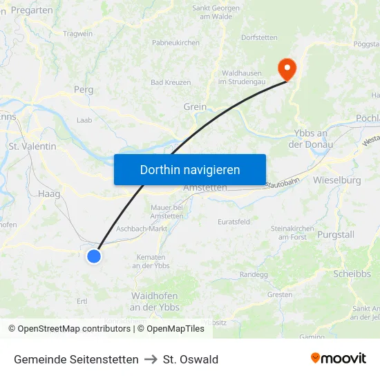 Gemeinde Seitenstetten to St. Oswald map