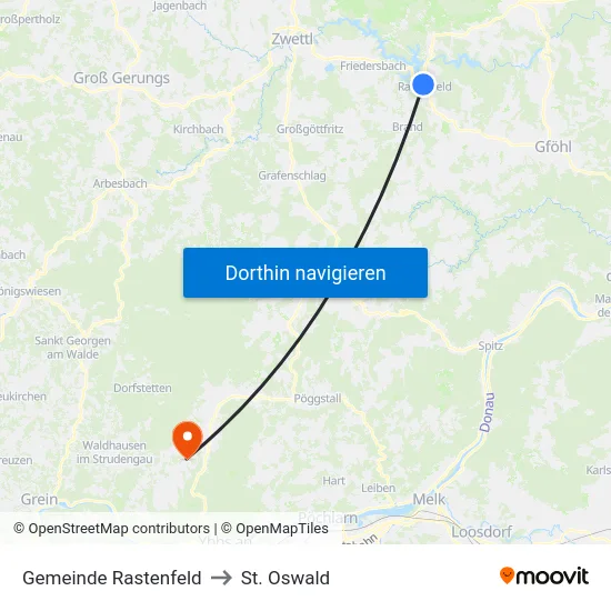 Gemeinde Rastenfeld to St. Oswald map