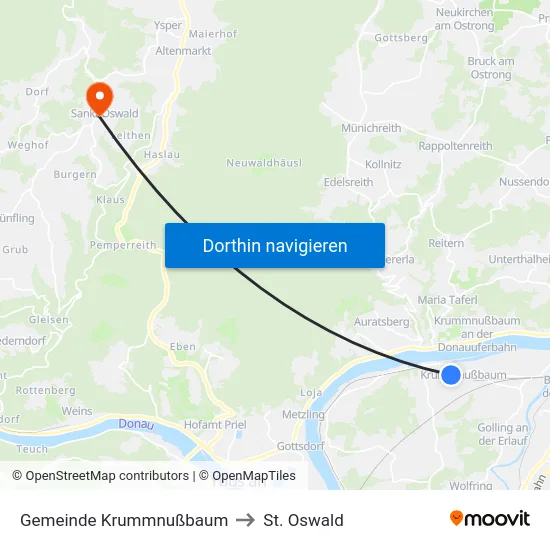 Gemeinde Krummnußbaum to St. Oswald map