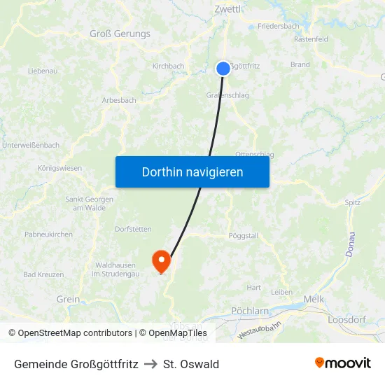 Gemeinde Großgöttfritz to St. Oswald map