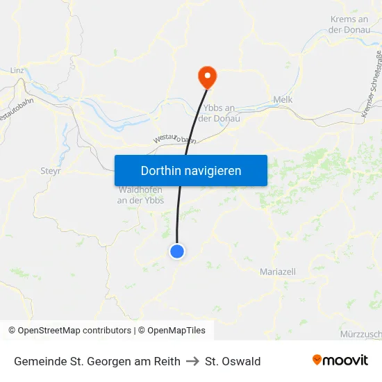 Gemeinde St. Georgen am Reith to St. Oswald map