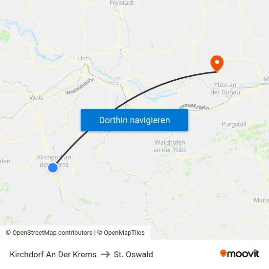Kirchdorf An Der Krems to St. Oswald map