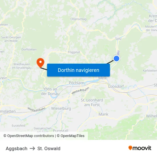 Aggsbach to St. Oswald map