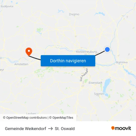 Gemeinde Weikendorf to St. Oswald map