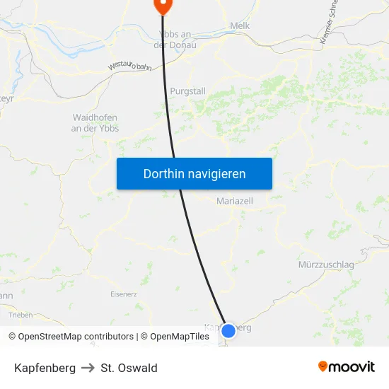 Kapfenberg to St. Oswald map