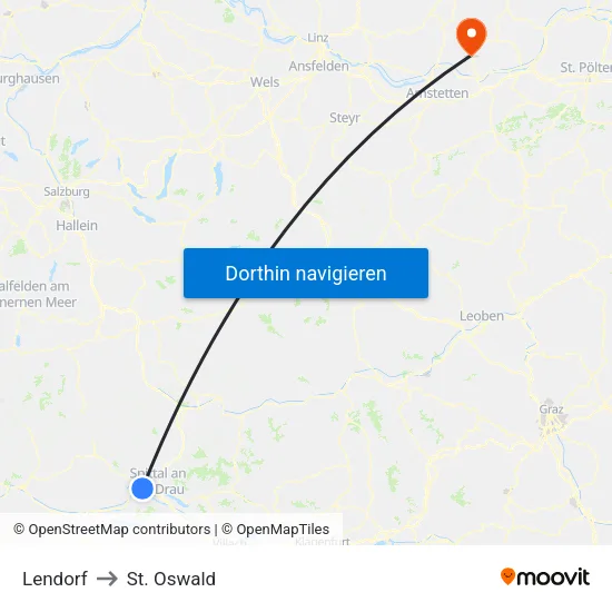 Lendorf to St. Oswald map