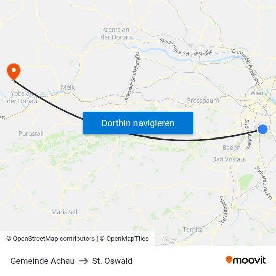 Gemeinde Achau to St. Oswald map