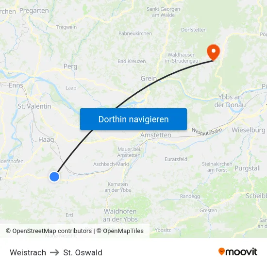 Weistrach to St. Oswald map