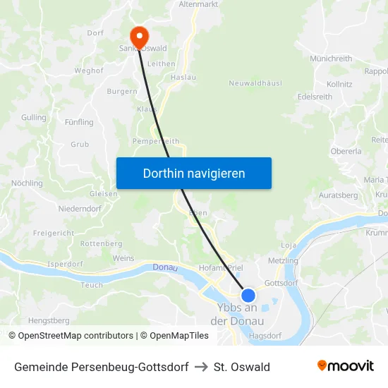 Gemeinde Persenbeug-Gottsdorf to St. Oswald map