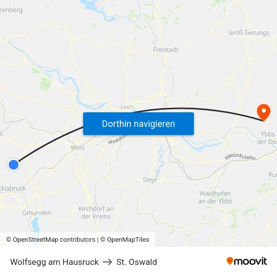 Wolfsegg am Hausruck to St. Oswald map