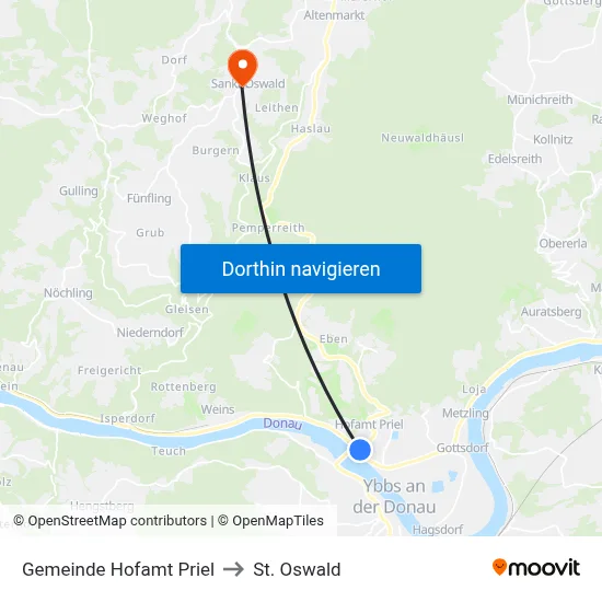Gemeinde Hofamt Priel to St. Oswald map