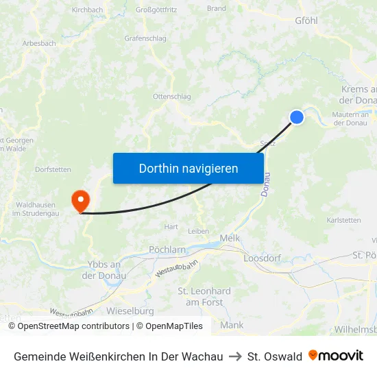 Gemeinde Weißenkirchen In Der Wachau to St. Oswald map