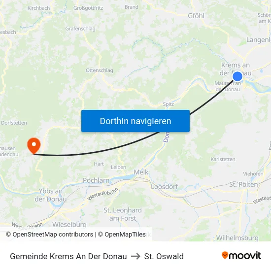 Gemeinde Krems An Der Donau to St. Oswald map