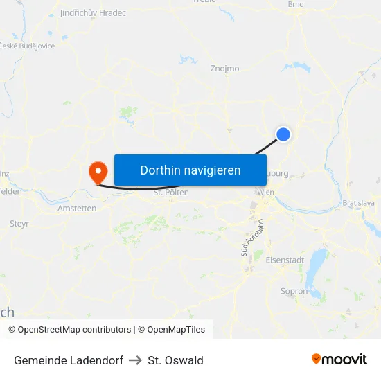Gemeinde Ladendorf to St. Oswald map