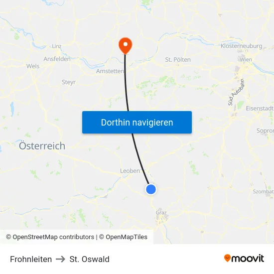 Frohnleiten to St. Oswald map