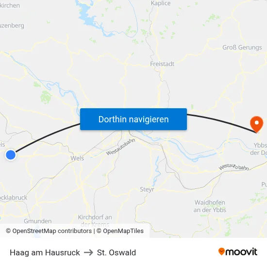 Haag am Hausruck to St. Oswald map