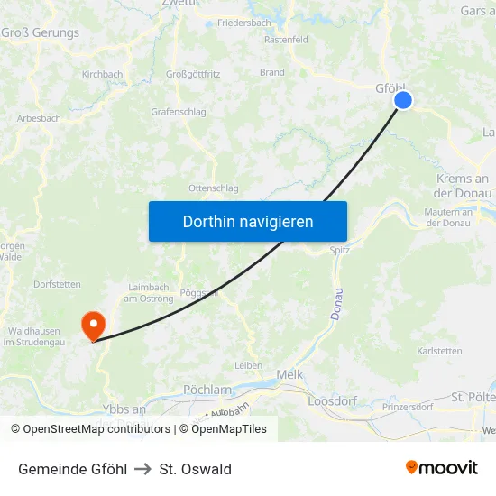 Gemeinde Gföhl to St. Oswald map