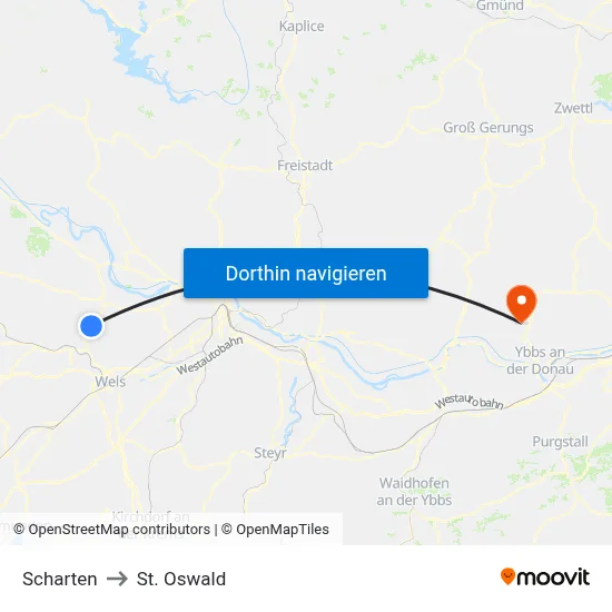 Scharten to St. Oswald map