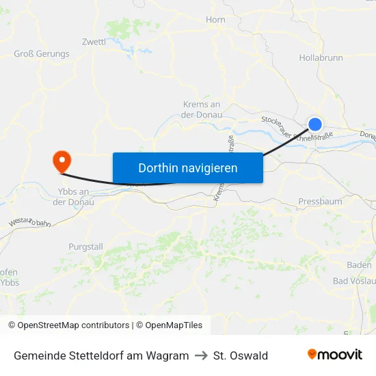 Gemeinde Stetteldorf am Wagram to St. Oswald map
