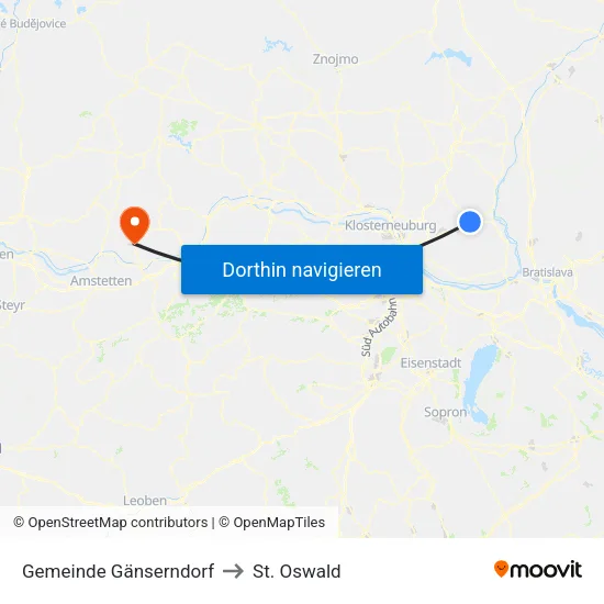 Gemeinde Gänserndorf to St. Oswald map