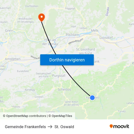 Gemeinde Frankenfels to St. Oswald map