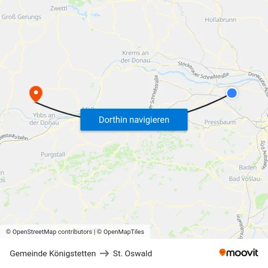 Gemeinde Königstetten to St. Oswald map
