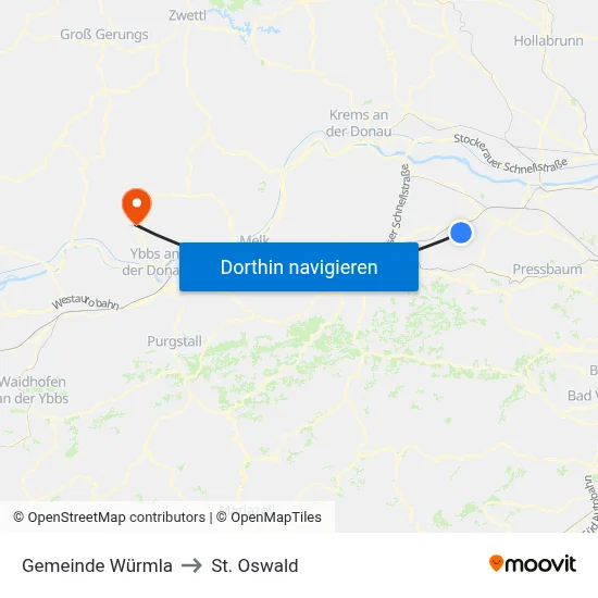 Gemeinde Würmla to St. Oswald map