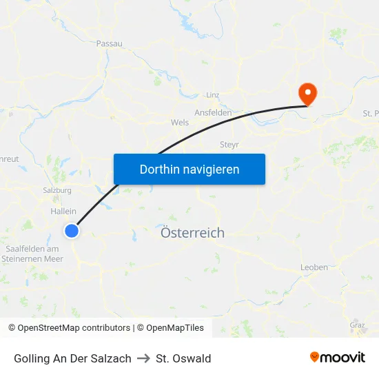 Golling An Der Salzach to St. Oswald map