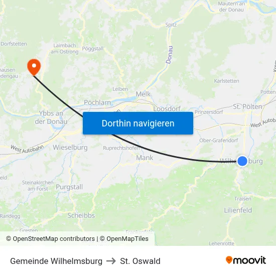 Gemeinde Wilhelmsburg to St. Oswald map