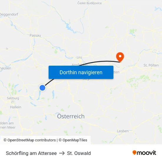 Schörfling am Attersee to St. Oswald map