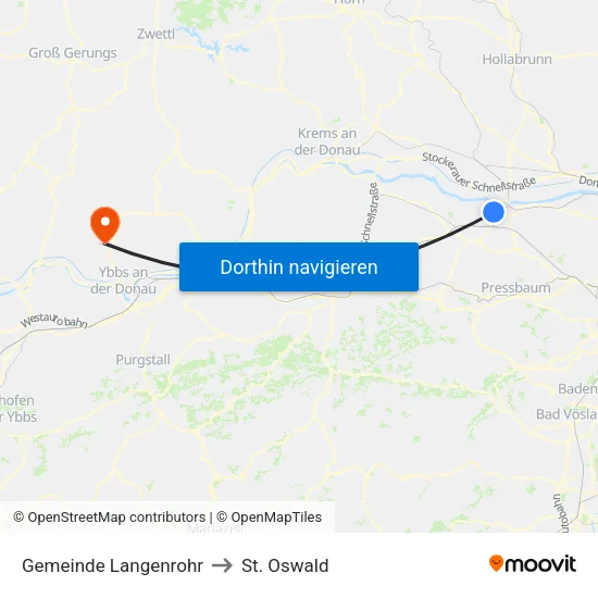 Gemeinde Langenrohr to St. Oswald map
