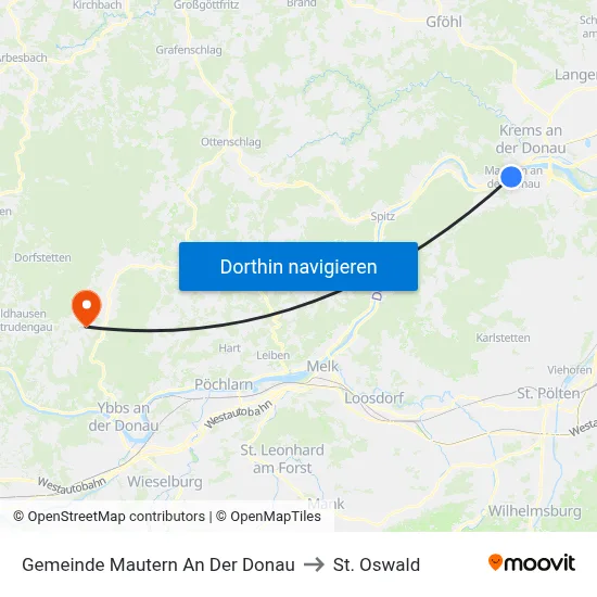 Gemeinde Mautern An Der Donau to St. Oswald map