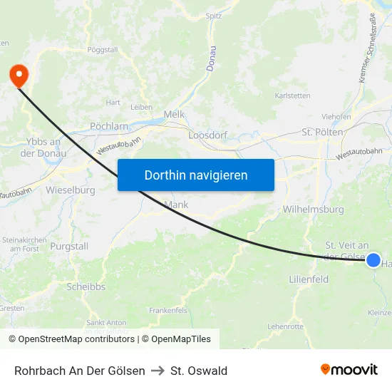 Rohrbach An Der Gölsen to St. Oswald map