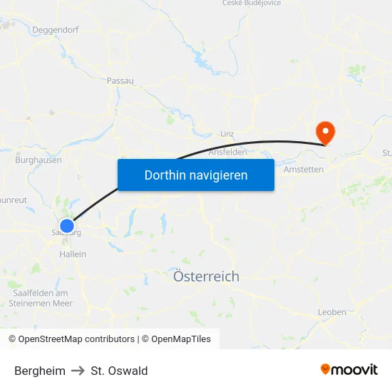 Bergheim to St. Oswald map