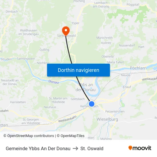 Gemeinde Ybbs An Der Donau to St. Oswald map