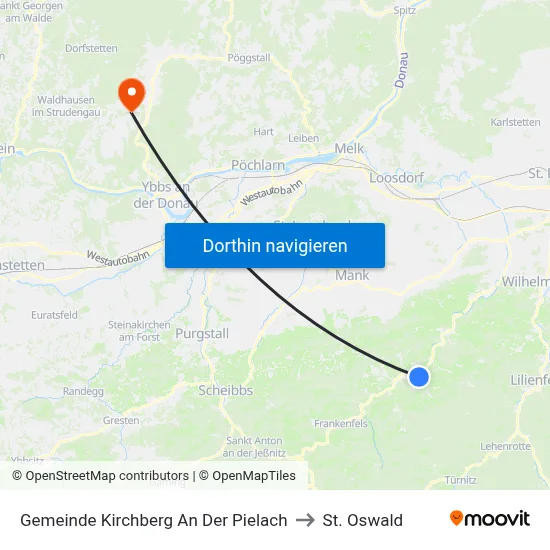 Gemeinde Kirchberg An Der Pielach to St. Oswald map