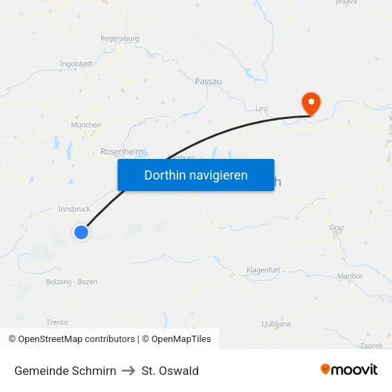 Gemeinde Schmirn to St. Oswald map