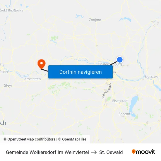 Gemeinde Wolkersdorf Im Weinviertel to St. Oswald map