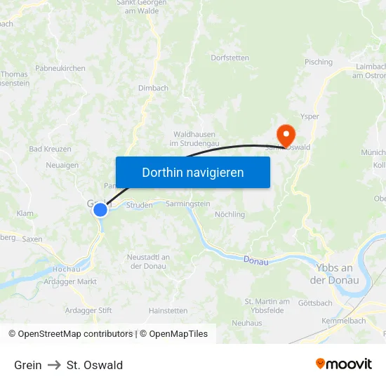 Grein to St. Oswald map