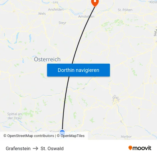 Grafenstein to St. Oswald map