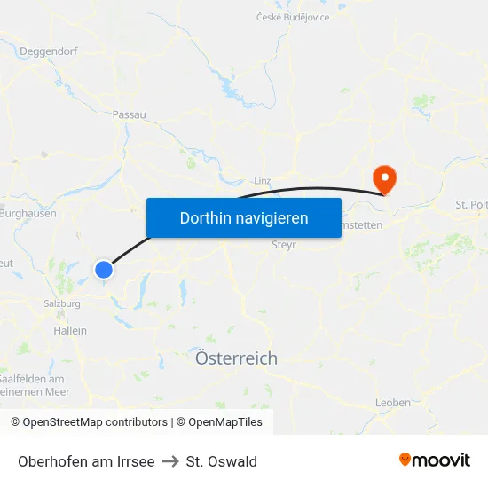 Oberhofen am Irrsee to St. Oswald map