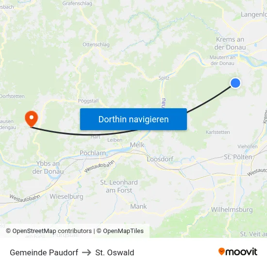 Gemeinde Paudorf to St. Oswald map