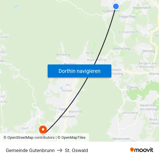 Gemeinde Gutenbrunn to St. Oswald map