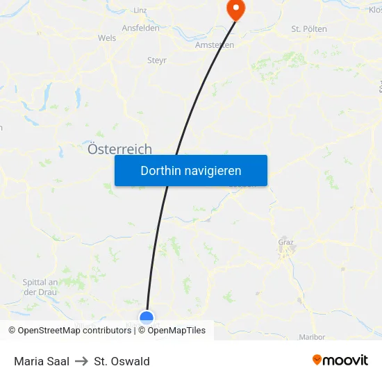 Maria Saal to St. Oswald map